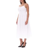 Damen Frühlings-Kleid mit kleinem Schleifen-Detail Strand-Kleid aus Baumwolle Midi-Kleid ohne Ärmel 915362 Weiß Damen Frühlings-Kleid mit kleinem Schleifen-Detail Strand-Kleid aus Baumwolle Midi-Kleid ohne Ärmel 915362 Weiß