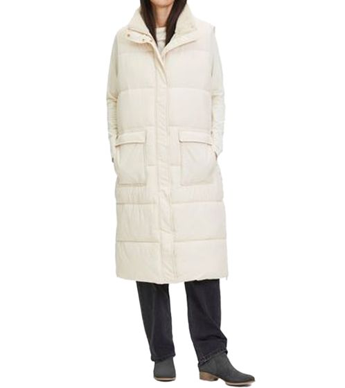 ellesse Cortese Padded Women's Puffer Coat with Detachable Hood, Long Quilted Jacket 79263107 Cream-White