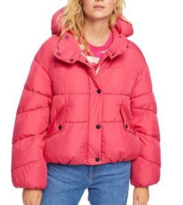 edc by ESPRIT Women's Quilted Jacket with Hood, Outdoor Jacket, 24370646 Pink