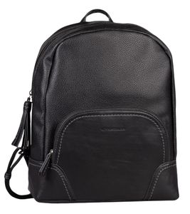 TOM TAILOR Isa M Women's Backpack, Elegant Leather-Look Backpack, Medium-Sized Backpack with Zipper, Cool Backpack with Brand Logo, 61949241, Black