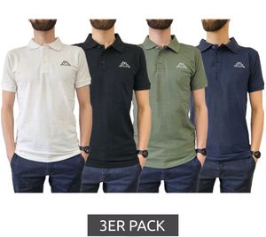 Confezione da 3 polo da uomo Kappa in cotone con piccolo ricamo Polo Polo Camicia a maniche corte Maglia piqué Confezione conveniente 303173NC Bianco, Nero, Blu scuro o Verde