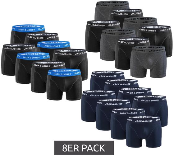 8er Pack JACK & JONES Herren Boxershorts atmungsaktive Baumwoll-Unterhose Unterwäsche 12259926 Schwarz/Dunkelblau/Dunkelgrau/Navy