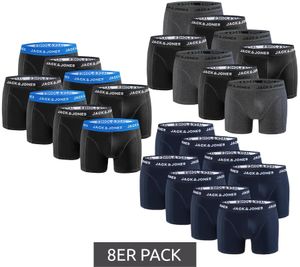 Pack de 8 calzoncillos tipo bóxer JACK & JONES para hombre, de algodón transpirable, ropa interior 12259926 Negro/Azul oscuro/Gris oscuro/Azul marino