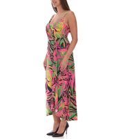 Lightweight women's spring dress with floral print, summer dress, maxi dress 954051, green/pink/yellow/black/orange Lightweight women's spring dress with floral print, summer dress, maxi dress 954051, green/pink/yellow/black/orange