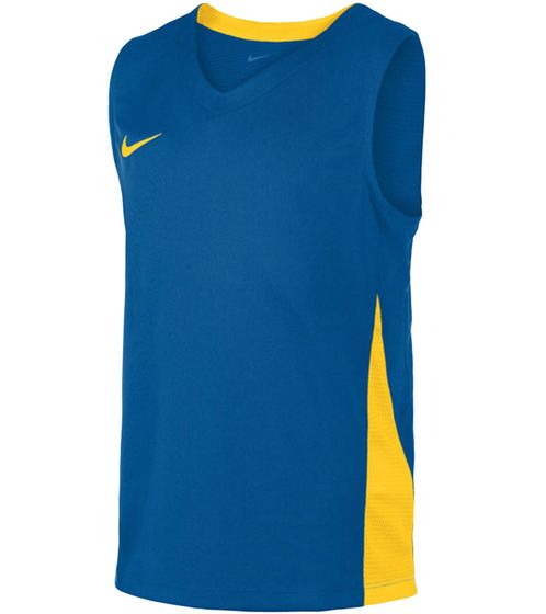 Camiseta de baloncesto infantil del equipo NIKE para niñas y niños, camiseta deportiva ligera de entrenamiento, camiseta moderna para axilas NT0200-464, azul/amarillo