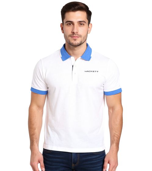 HACKETT LONDON GOLF Herren Baumwoll-Shirt Polo-Shirt Kurzarm-Shirt Pique-Strick HMX1005D Weiß/Hellblau HACKETT LONDON GOLF Herren Baumwoll-Shirt Polo-Shirt Kurzarm-Shirt Pique-Strick HMX1005D Weiß/Hellblau