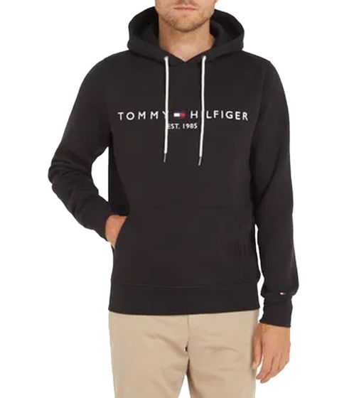 Tommy Hilfiger Felpa con cappuccio da uomo con logo del marchio ricamato Felpa con cappuccio in cotone MW0MW10752BAS Nero