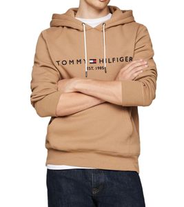 Tommy Hilfiger Men's Hoodie with Embroidered Brand Logo, Cotton Hoodie MW0MW11599RBC, Brown