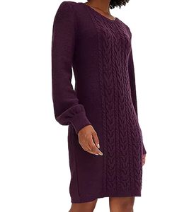 Abito da sera in maglia basic da donna, abito midi, 917314 viola