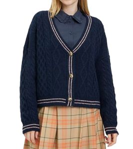 Cardigan Tamaris pour femme, veste d'automne à motif tressé, 82671526, bleu foncé