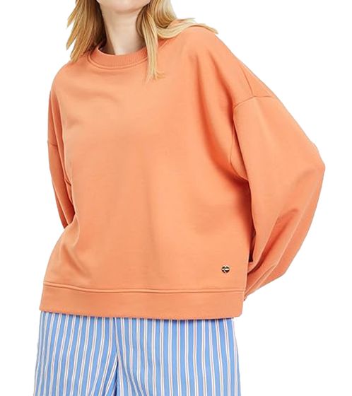 Tamaris Damen Baumwoll-Pullover Langarm-Shirt modischer Sweater 83902509 Orange