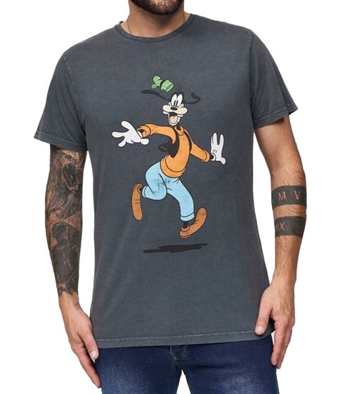 RE:COVERED X Disney Herren T-Shirt mit großem Goofy Print Baumwoll-Shirt Rundhals MMDIS2501 Grau