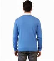 HACKETT LONDON GOLF Herren Baumwoll-Pullover Strick-Pullover mit V-Ausschnitt Langarm-Shirt HMX5000F Blau