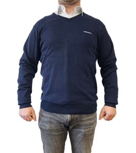 HACKETT LONDON GOLF Maglione in maglia a maniche lunghe con scollo a V in cotone da uomo HMX500F blu scuro