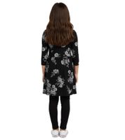 KIDSWORLD Girls' Children's Dress Cotton Dress with Allover Flowers and Star Print Summer Dress Black or Dark Blue