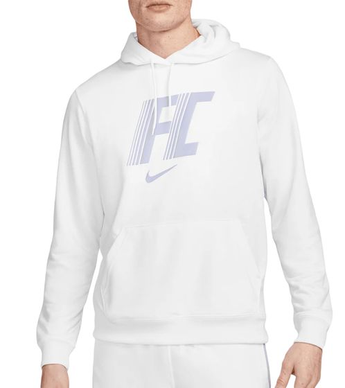 NIKE F.C. Herren Hoodie nachhaltiger Kapuzen-Pullover mit DRI-FIT-Technologie lässiger Fußball-Sweater DV9757-121 Weiß/Flieder