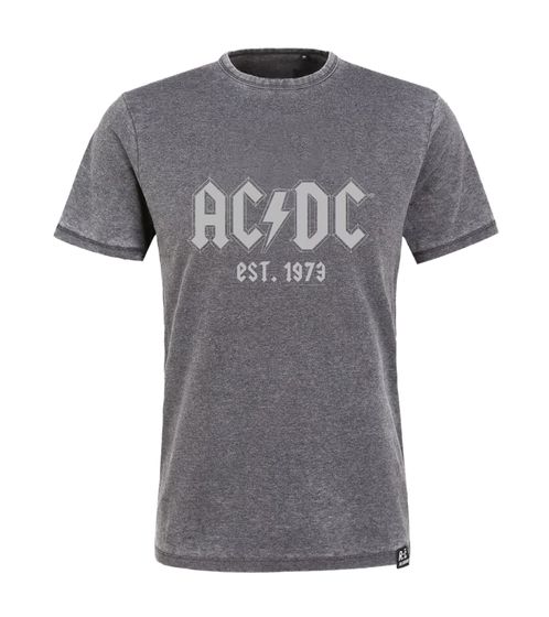 RE:COVERED Herren T-Shirt mit AC/DC-Print Baumwoll-Shirt Rundhals PCPER475 Grau