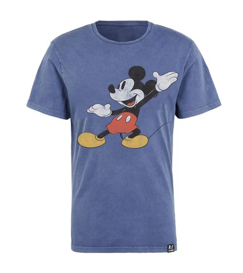 RE:COVERED X Disney Herren T-Shirt mit großem Mickey Mouse-Print Baumwoll-Shirt Rundhals MMDIS2284 Navy