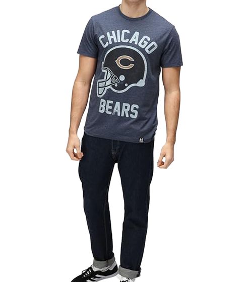 RE:COVERED X NFL Men's T-Shirt with Chicago Bears Print, Cotton Crew Neck, PCNFL714 Navy