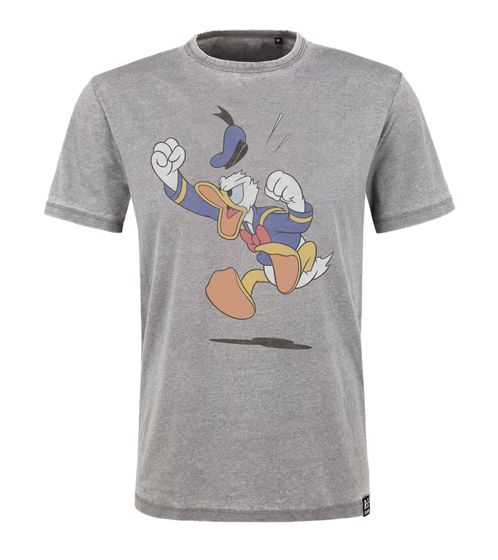 RE:COVERED X Disney Herren T-Shirt mit Donald Duck-Print Baumwoll-Shirt Rundhals MMDIS2289 Grau