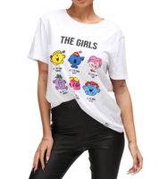 RE:COVERED X Mr. Man und Little Miss Damen Baumwoll-Shirt mit The Girls-Aufdruck T-Shirt Rundhals-Shirt RCMMM3199 Weiß