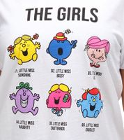 RE:COVERED X Mr. Man und Little Miss Damen Baumwoll-Shirt mit The Girls-Aufdruck T-Shirt Rundhals-Shirt RCMMM3199 Weiß
