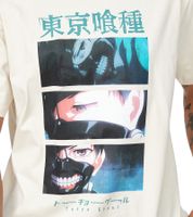 RE:COVERED Herren T-Shirt mit Tokyo Ghoul Print Alltags-Shirt Baumwoll-Shirt Kurzarm-Shirt MMTDMK671 Beige