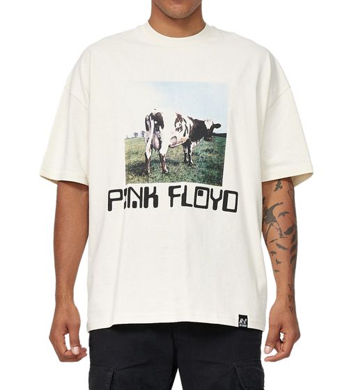 RE:COVERED X PINK FLOYD Herren T-Shirt mit Kuh-Print Alltags-Shirt Baumwoll-Shirt Kurzarm-Shirt MMPER775 Beige