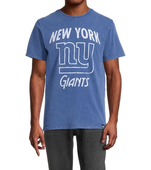 RE:COVERED X NFL Herren T-Shirt mit NEW YORK GIANTS Print Baumwoll-Shirt Rundhals-Shirt PCNFL914 Blau