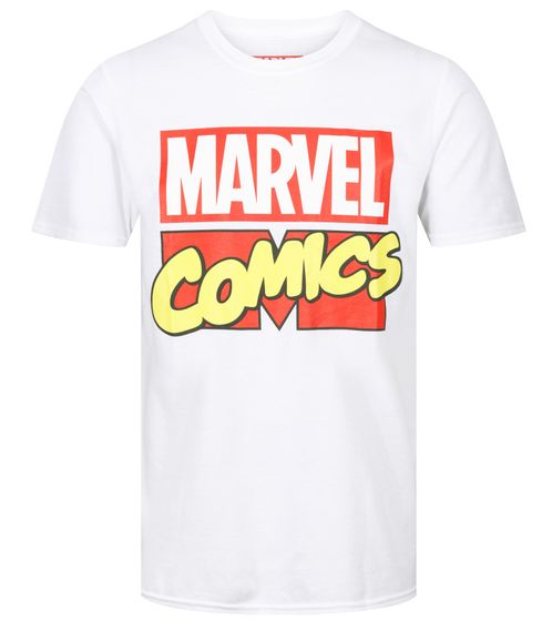 RE:COVERED X MARVEL Herren T-Shirt mit MARVEL COMICS Aufdruck Baumwoll-Shirt Kurzarm-Shirt IFMMMARV1103 Weiß