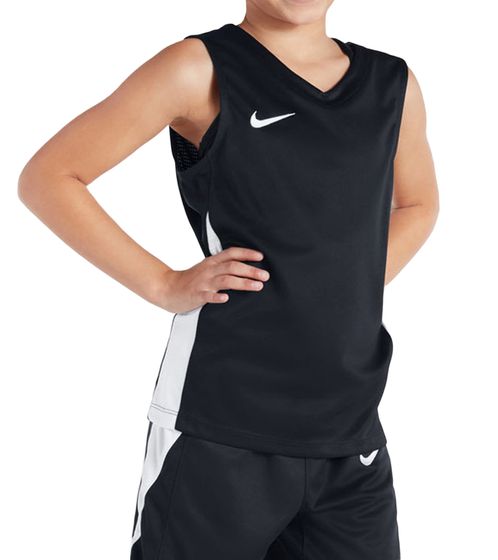 NIKE Team Kinder Basketball-Trikot für Mädchen und Jungen Sport-Shirt leichtes Trainings-Top modernes Achsel-Shirt NT0200-010 Schwarz/Weiß