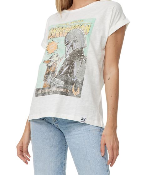 RE:COVERED X STAR WARS Damen T-Shirt mit Mandalorian-Print Baumwoll-Shirt MMSTW2397 Beige