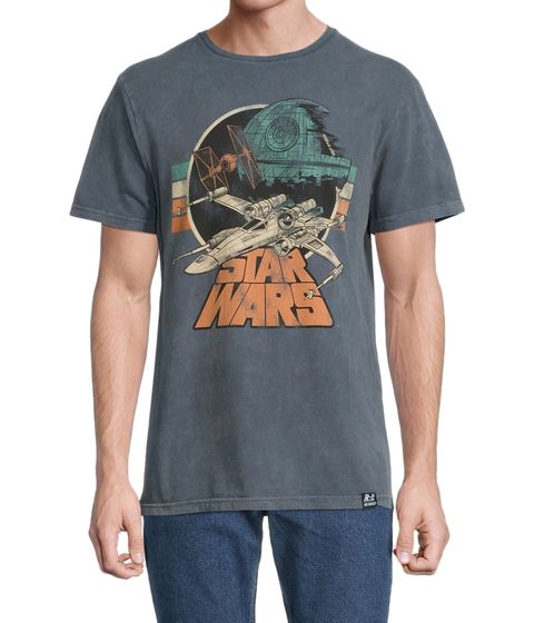 RE:COVERED X STAR WARS Herren T-Shirt mit Todesstern Print Alltags-Shirt Baumwoll-Shirt Kurzarm-Shirt PCSTW2047-2 Grau