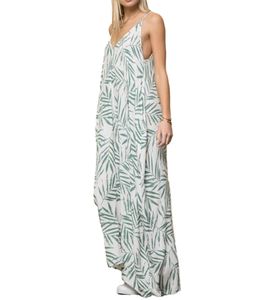 Robe longue aérée LA Angels pour femme, robe d'été à motif floral ND28834 Blanc/Vert