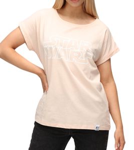 RE:COVERED X STAR WARS Damen T-Shirt mit Schriftzug Baumwoll-Shirt Rundhals-Shirt Boyfriend-Cut RCDIF2060 Rosa RE:COVERED X STAR WARS Damen T-Shirt mit Schriftzug Baumwoll-Shirt Rundhals-Shirt Boyfriend-Cut RCDIF2060 Rosa
