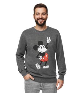 RE:COVERED X DISNEY Herren Rundhals-Pullover mit MICKEY MOUSE Print Alltags-Sweater mit Baumwollanteil MMDIS2489 Grau RE:COVERED X DISNEY Herren Rundhals-Pullover mit MICKEY MOUSE Print Alltags-Sweater mit Baumwollanteil MMDIS2489 Grau