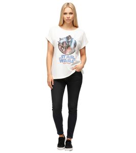 T-shirt femme RE:COVERED X STAR WARS imprimé « The Last Command » en coton à manches courtes MMSTW2394 écru-blanc