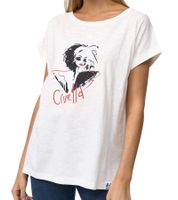 RE:COVERED X Disney Women's T-Shirt with Cruella De Vil Print, Cotton T-Shirt, Crew Neck, Boyfriend Fit, MMDIS2677 Off-White