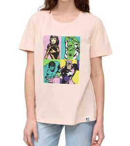 RE:COVERED X MARVEL Women's T-Shirt with "Pop Art Portrait" Print, Cotton T-Shirt, Short-Sleeved Shirt, MMMARV1125 Pink RE:COVERED X MARVEL Women's T-Shirt with "Pop Art Portrait" Print, Cotton T-Shirt, Short-Sleeved Shirt, MMMARV1125 Pink