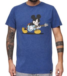 RE:COVERED X Disney Men's T-Shirt with Mickey Mouse Print, Cotton Crew Neck, MMDIS2499 Blue