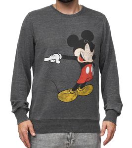 RE:COVERED X DISNEY Men's Crew Neck Sweater with MICKEY MOUSE Print, Everyday Sweater with Cotton Content, MMDIS2486 Gray RE:COVERED X DISNEY Men's Crew Neck Sweater with MICKEY MOUSE Print, Everyday Sweater with Cotton Content, MMDIS2486 Gray