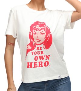 T-shirt femme RE:COVERED X MARVEL imprimé « Black Widow » en coton à manches courtes RCDIF2074 écru-blanc T-shirt femme RE:COVERED X MARVEL imprimé « Black Widow » en coton à manches courtes RCDIF2074 écru-blanc