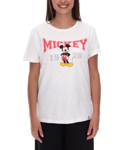 T-shirt femme RE:COVERED X Disney avec imprimé Mickey Mouse, en coton, col rond, MMDIS2587, blanc cassé T-shirt femme RE:COVERED X Disney avec imprimé Mickey Mouse, en coton, col rond, MMDIS2587, blanc cassé