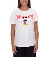 T-shirt femme RE:COVERED X Disney avec imprimé Mickey Mouse, en coton, col rond, MMDIS2587, blanc cassé