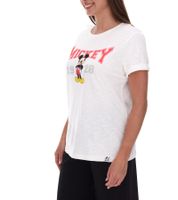 T-shirt femme RE:COVERED X Disney avec imprimé Mickey Mouse, en coton, col rond, MMDIS2587, blanc cassé