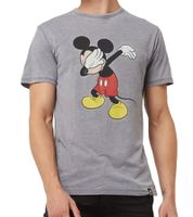RE:COVERED X Disney - Camiseta de hombre con estampado de Mickey Mouse, algodón, cuello redondo, PCDIS1149, gris