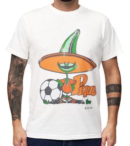 RE:COVERED X T-shirt homme Coupe du Monde de la FIFA 1986 avec grand imprimé mascotte en coton à manches courtes PCFFA132 Écru-Blanc RE:COVERED X T-shirt homme Coupe du Monde de la FIFA 1986 avec grand imprimé mascotte en coton à manches courtes PCFFA132 Écru-Blanc