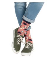 1 pair of Moustard Dinosaurs Chilling men's cotton socks with dinosaur print, patterned long socks, 18S-DINO, pink/blue/beige