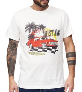 T-shirt homme RE:COVERED X FORD Mustang avec imprimé voiture, en coton, à manches courtes, MMFRD377, laine blanche T-shirt homme RE:COVERED X FORD Mustang avec imprimé voiture, en coton, à manches courtes, MMFRD377, laine blanche