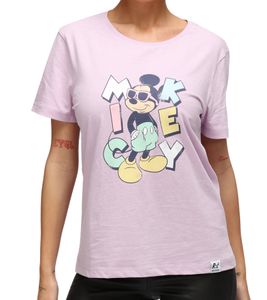 T-shirt femme RE:COVERED X Disney avec imprimé Mickey Mouse, en coton, col rond, RCDIF2071, lilas T-shirt femme RE:COVERED X Disney avec imprimé Mickey Mouse, en coton, col rond, RCDIF2071, lilas